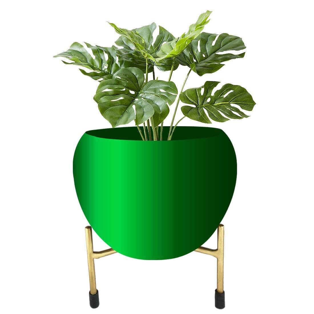 APPLE DESIGN FLOWER POT GREEN WITH STAND