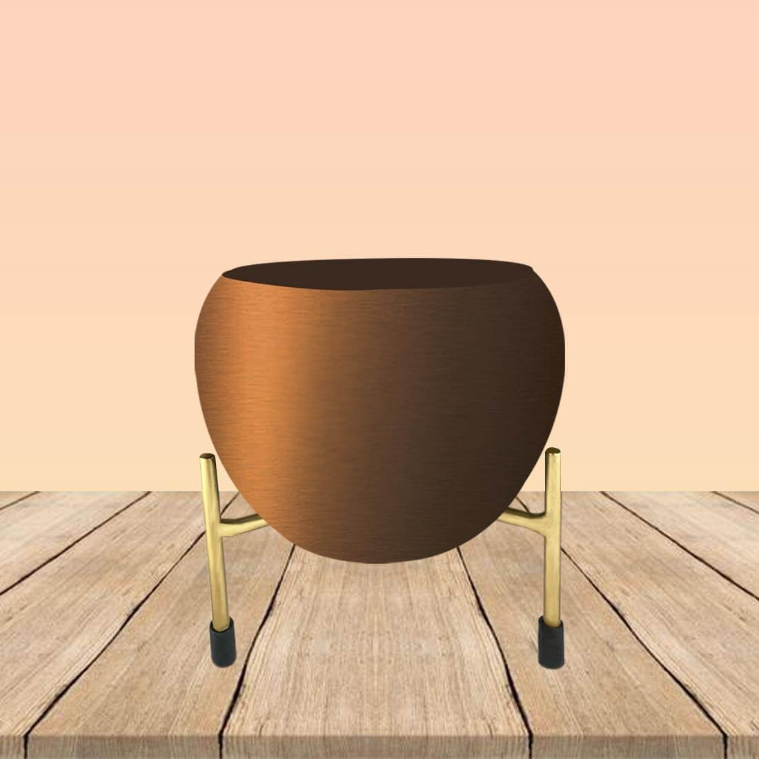 APPLE DESIGN FLOWER POT BROWN WITH STAND