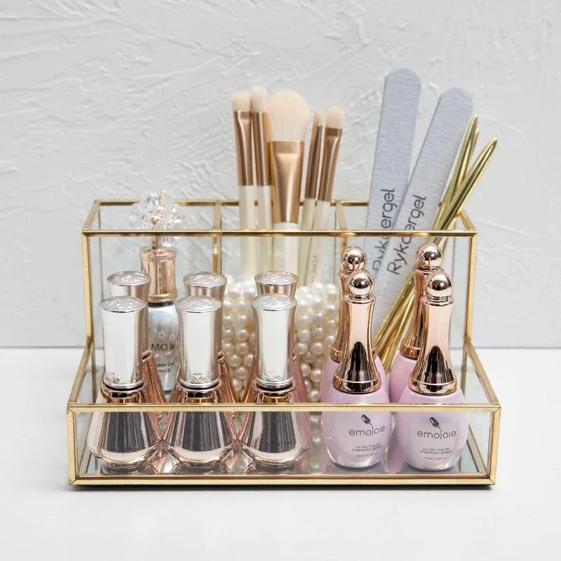 Cosmetic Storage Make up Brushes Holder  -Gold